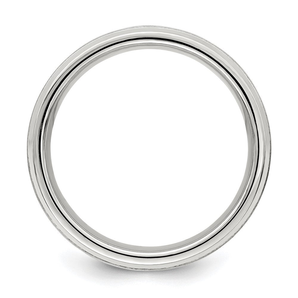Sterling Silver 6mm Brushed Flat Grooved Fancy Band Ring Size 13
