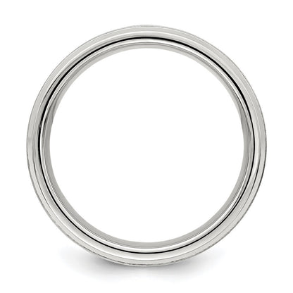 Sterling Silver 6mm Brushed Flat Grooved Fancy Band Ring Size 13