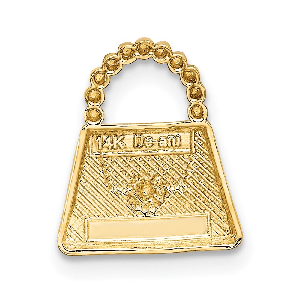 14k Yellow Gold and Rhodium Purse Slide Pendant for Women