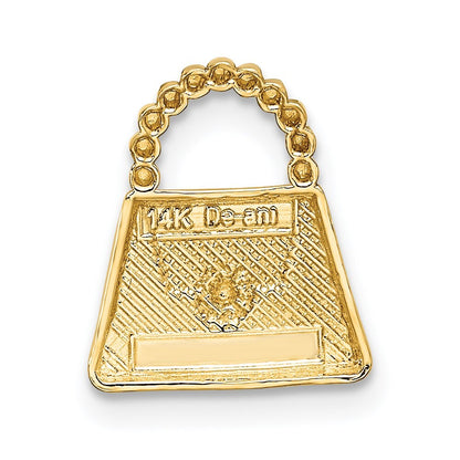 14k Yellow Gold and Rhodium Purse Slide Pendant for Women