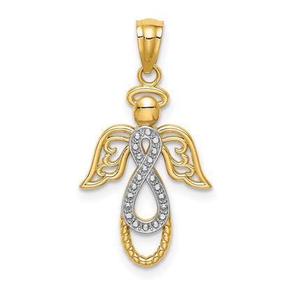 14k Yellow Gold Rhodium Infinity Angel Pendant for Women