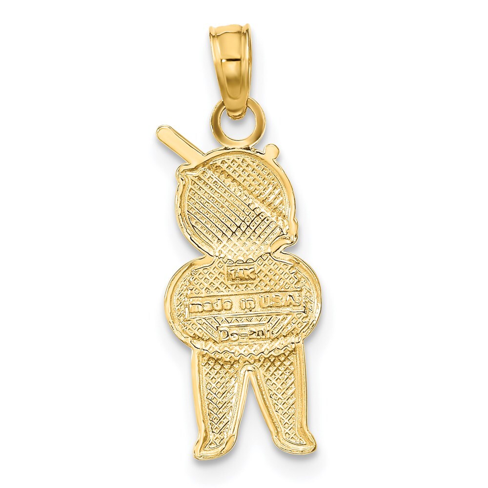 14k Yellow Gold Textured Rhodium Boy Charm Pendant for Women