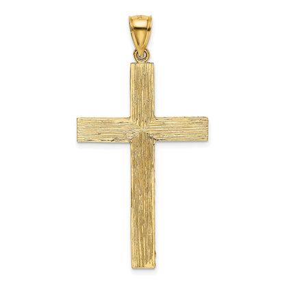 14k Yellow Gold Polished and Textured Diamond-cut Latin Cross Pendant