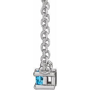 14k White Gold Natural Swiss Blue Topaz Solitaire 18" Necklace