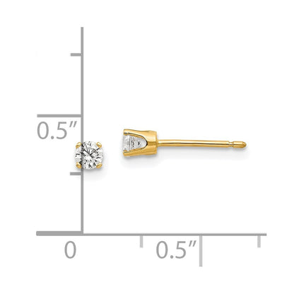 14k Yellow Gold 3mm Cubic Zirconia Stud Earrings Gift for Women