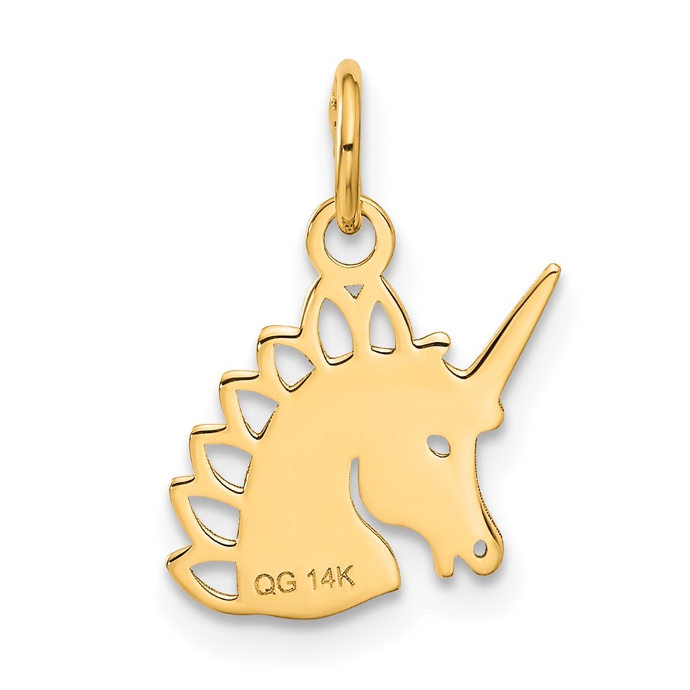 14k Yellow Gold Unicorn Charm Pendant