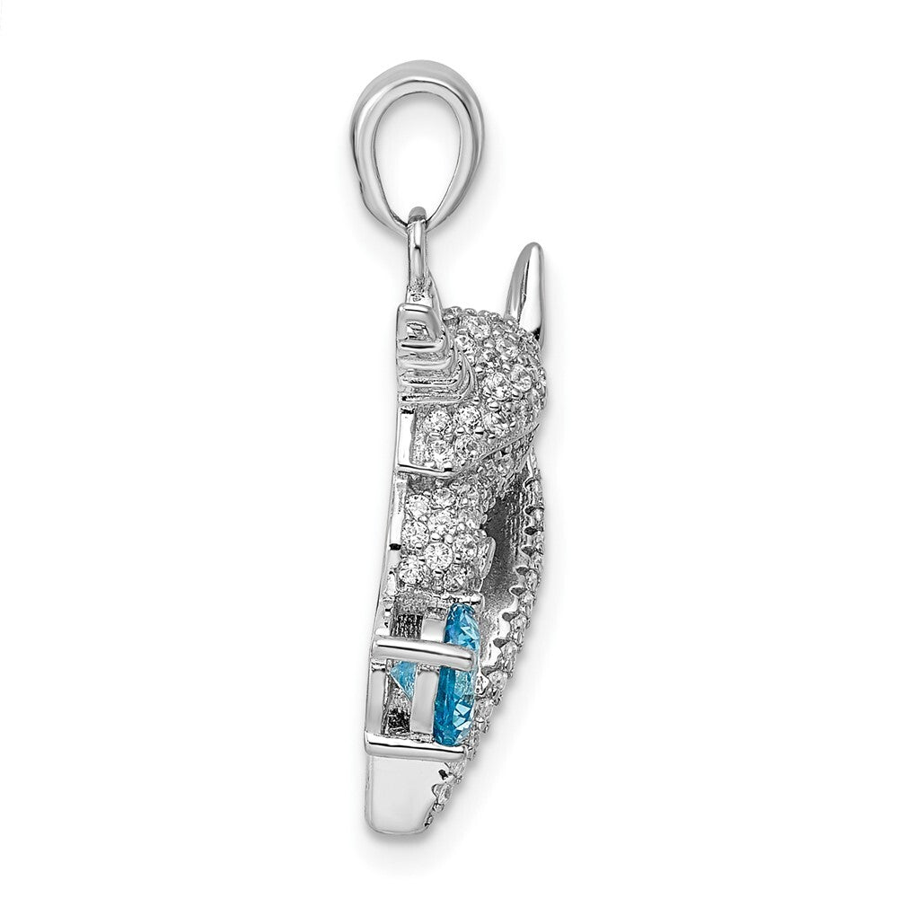 Sterling Silver Rhodium-plated Polished Cubic Zirconia Unicorn Pendant