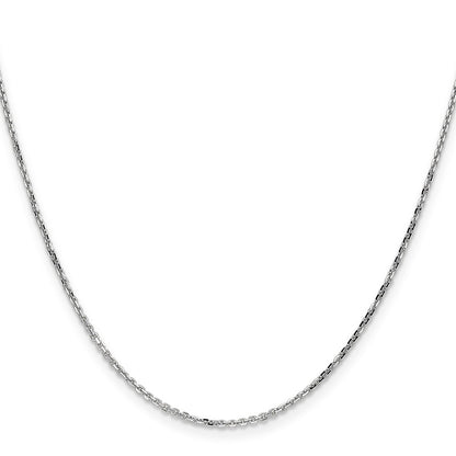 14K White Gold 18 inch 1.4mm Diamond-cut Round Open Link Cable Chain Necklace