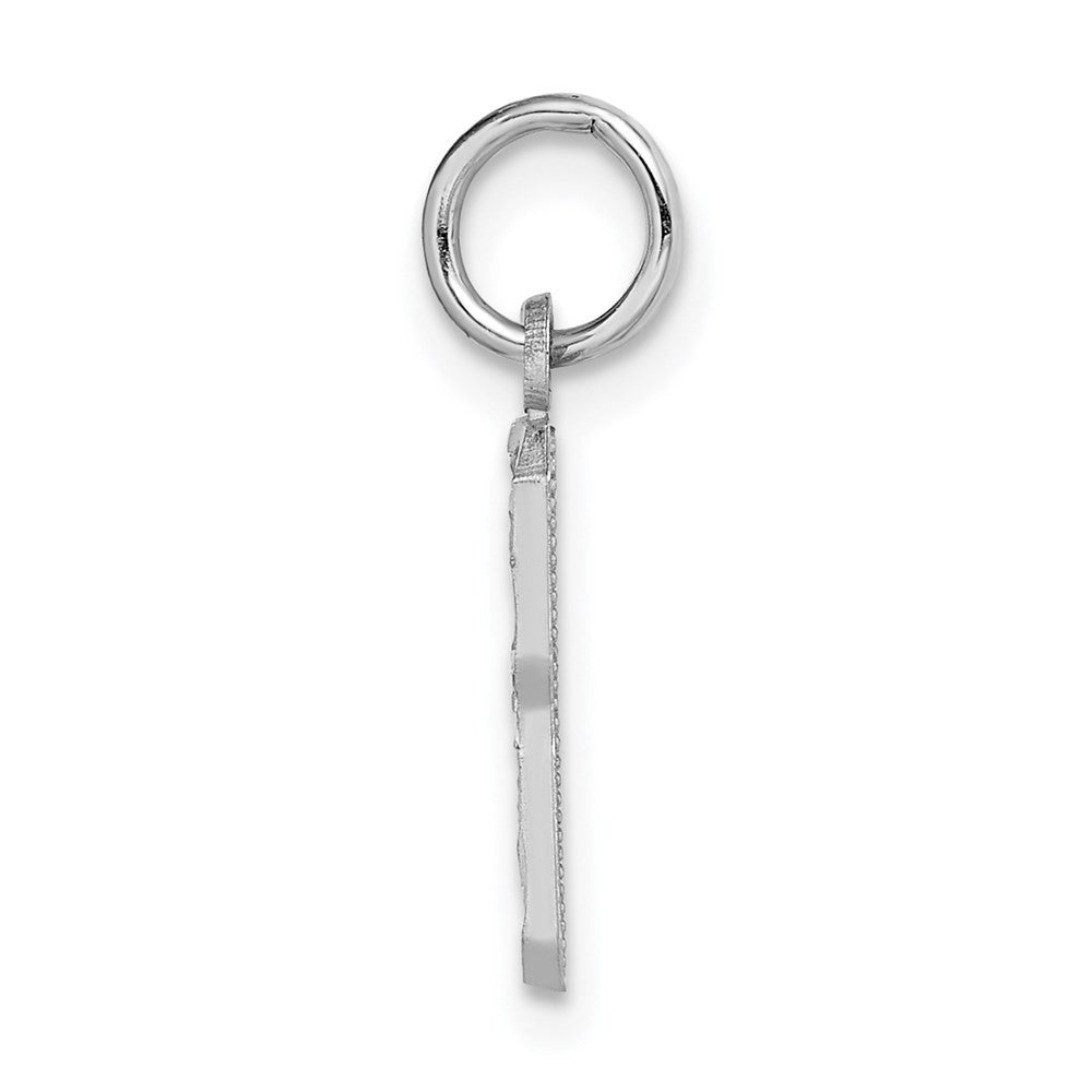 14K White Small Brushed Diamond-cut Number 8 Charm