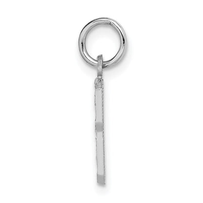 14K White Small Brushed Diamond-cut Number 8 Charm