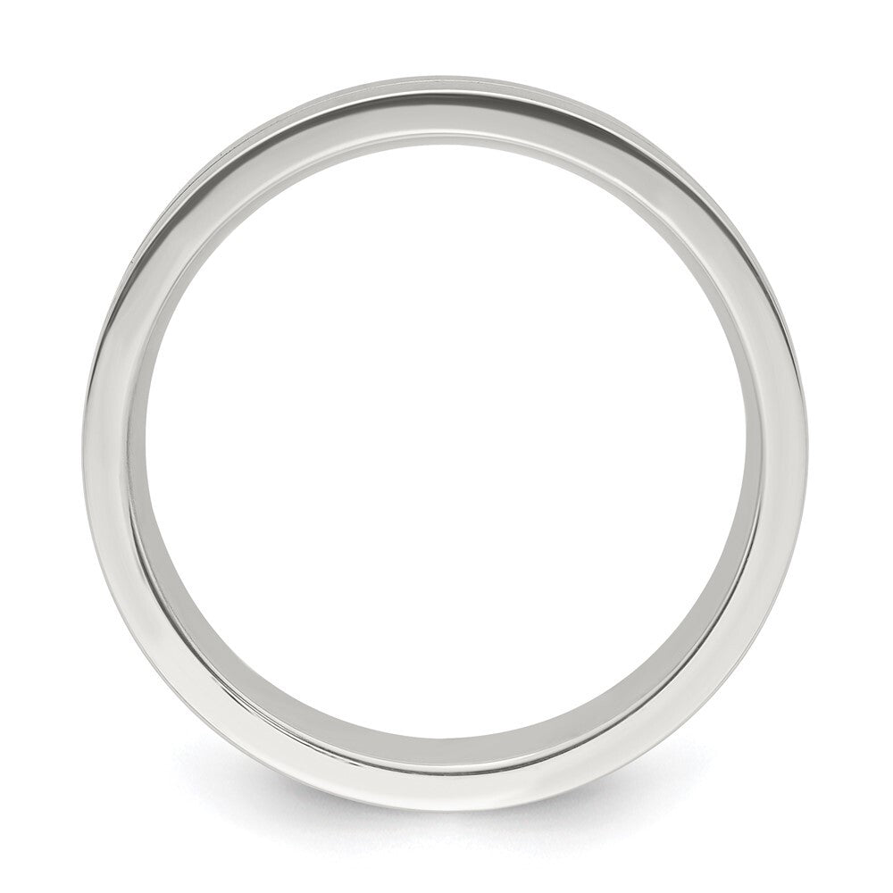 Sterling Silver 6mm Polished Flat Grooved Center Fancy Band Size 10