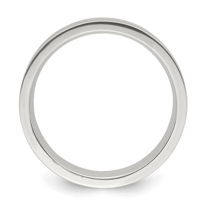 Sterling Silver 6mm Polished Flat Grooved Center Fancy Band Size 10