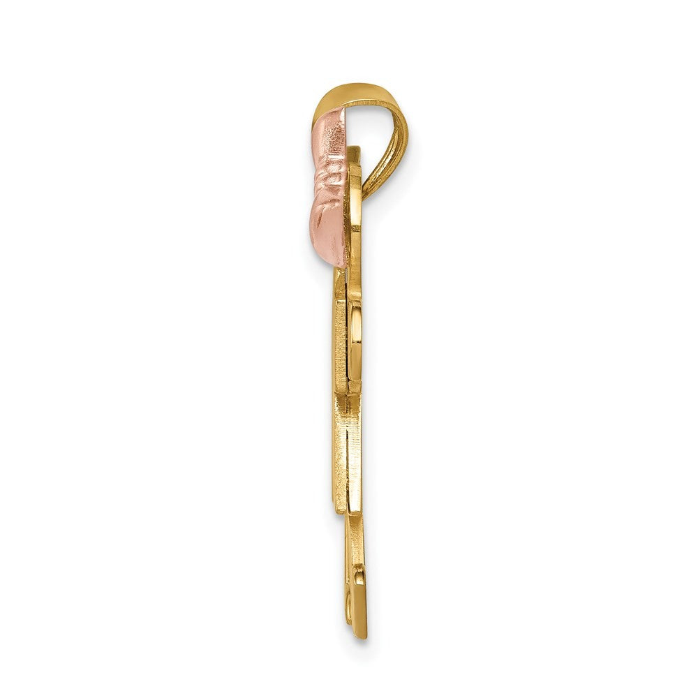 14k Tri-Color Gold Large Boy on Left and Girl on Right Engravable Charm