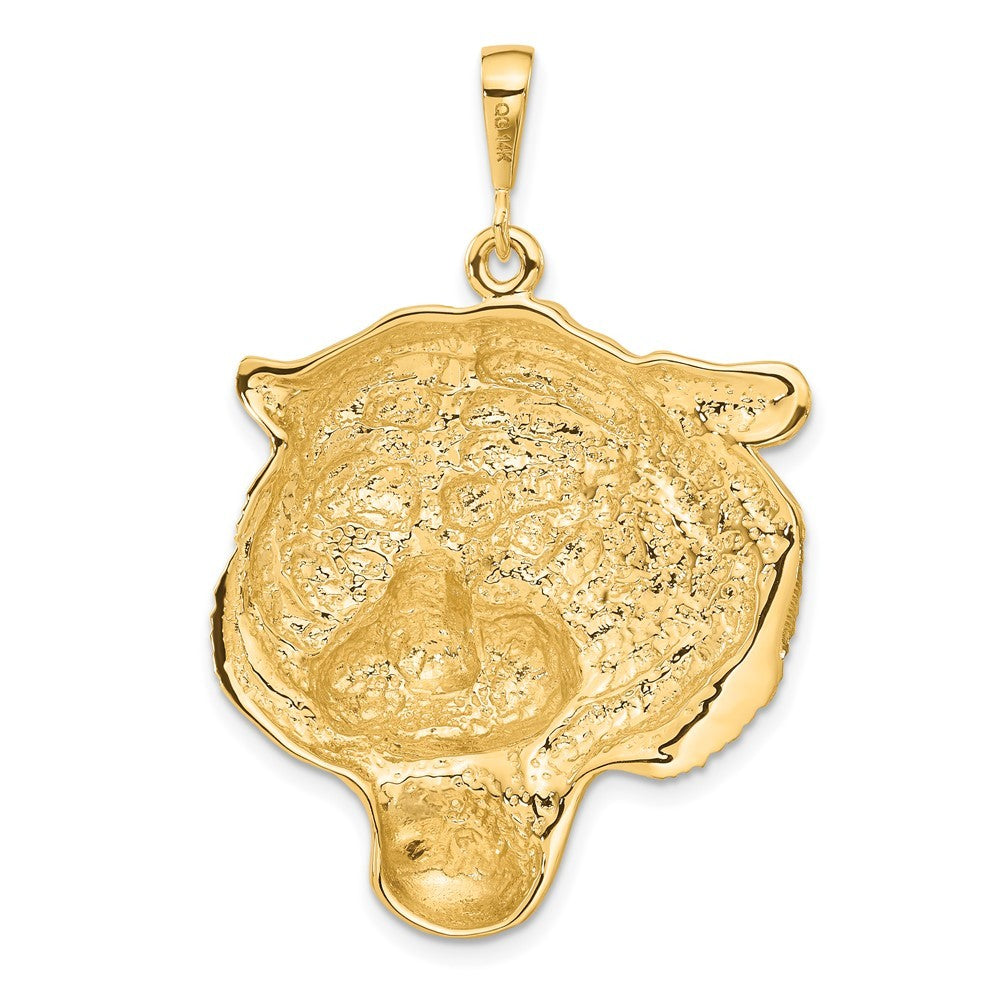 14k Yellow Gold Diamond-cut Tigers Head Pendant