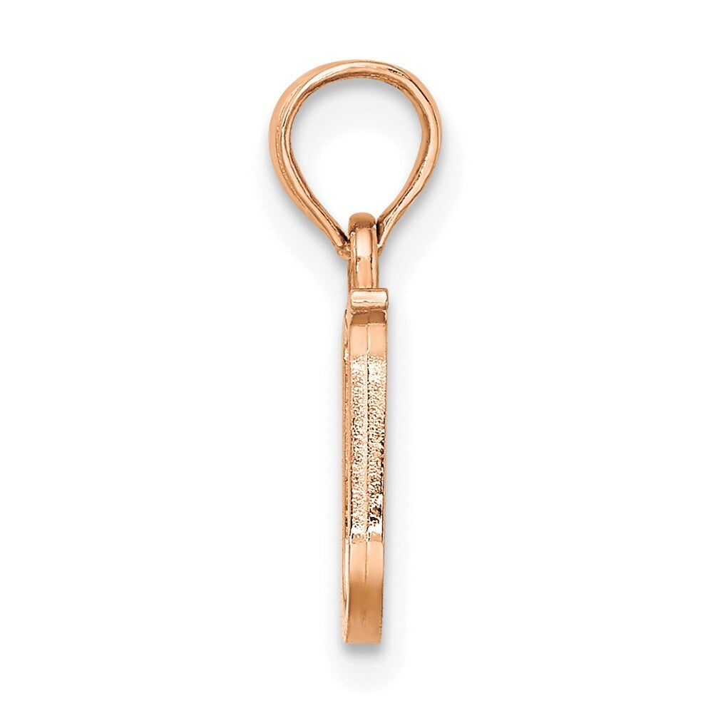14k Rose Gold Polished Block Letter U Initial Pendant for Women