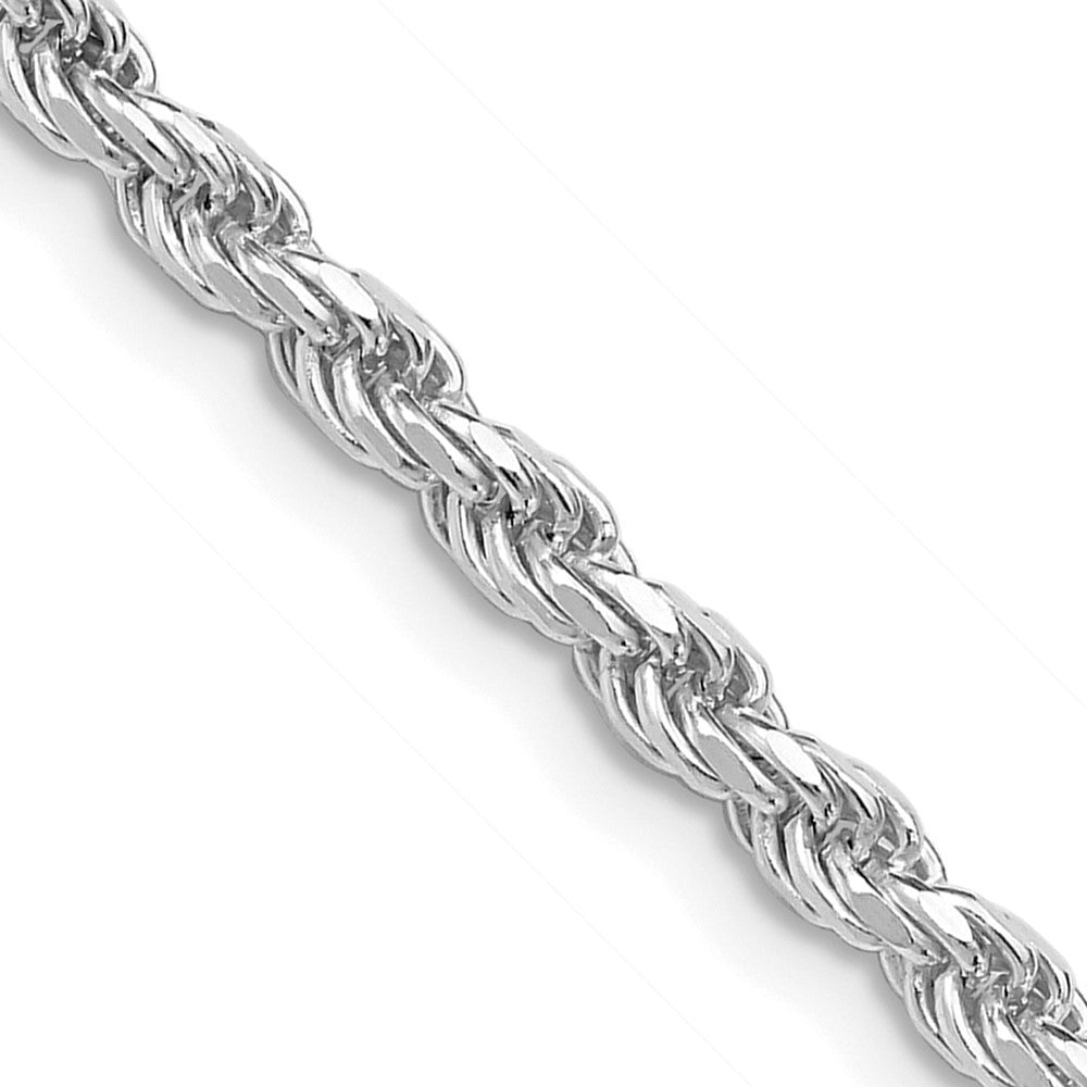 Sterling Silver Rhodium-plated 3.2mm Diamond-cut Rope Chain Necklace
