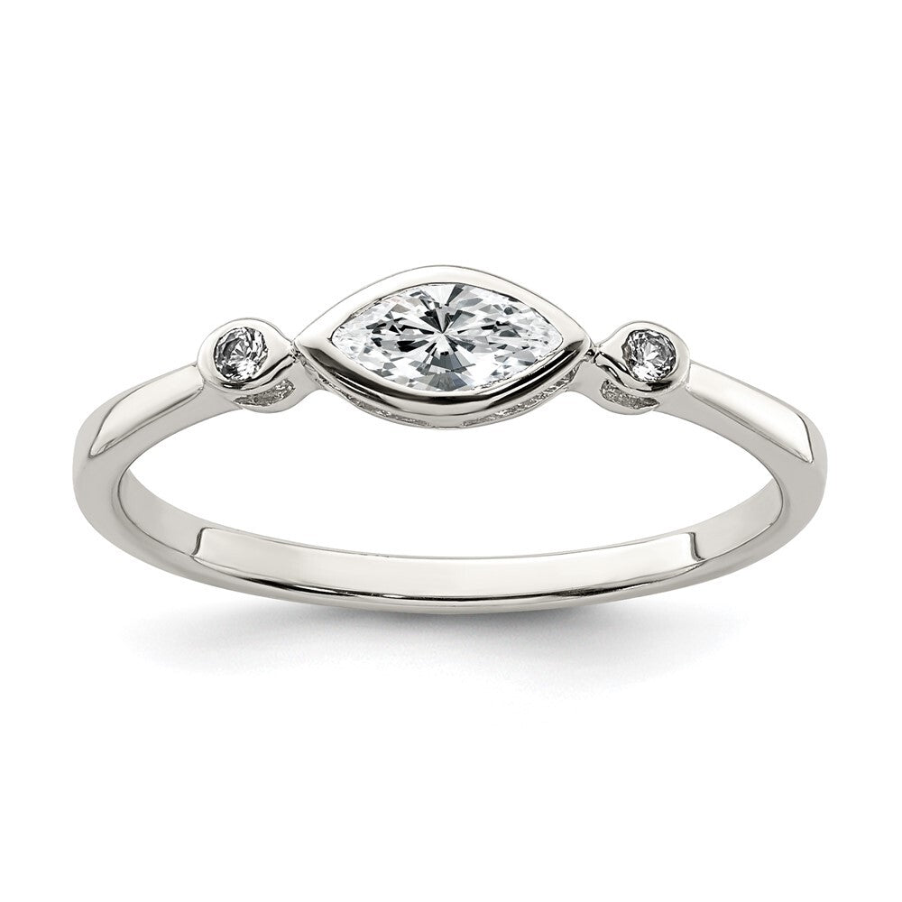 Sterling Silver Rhodium-plated Polished White Topaz Ring Size 7