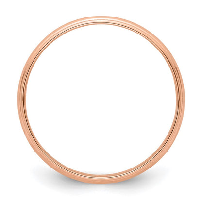 14k Rose Gold 4mm Lightweight Milgrain Half Round Wedding Band Ring Size 7