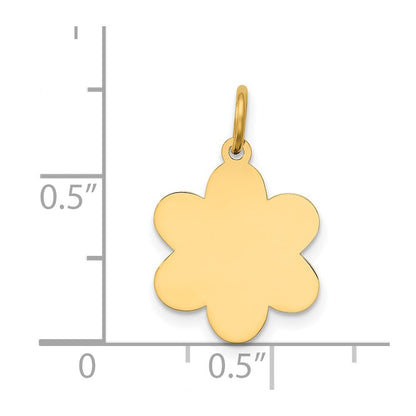 14k Yellow Gold Plain .013 Gauge Engravable Flower Disc Charm Pendant for Women