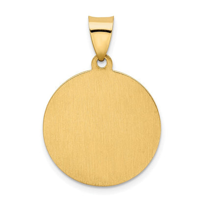 14k Yellow Gold Hollow Polished/Satin Round Spanish San Miguel Medal Pendant