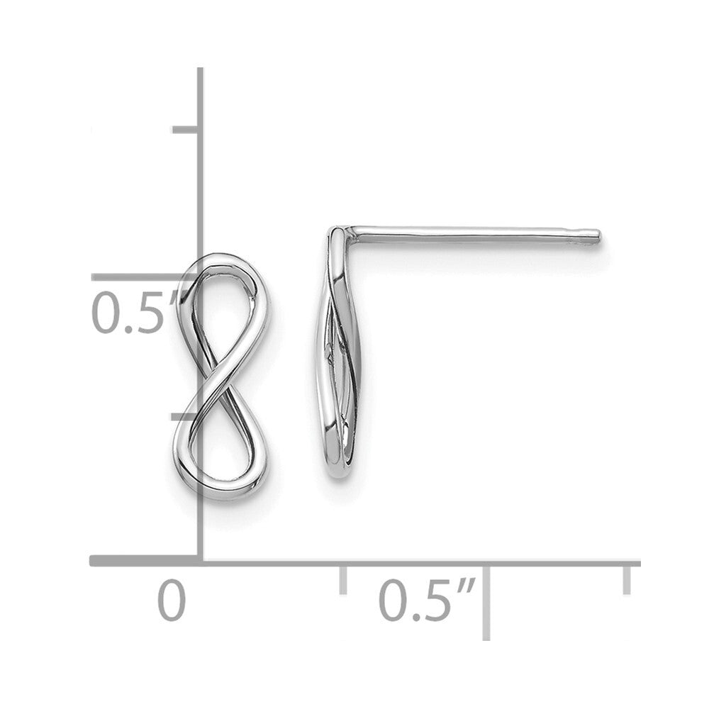 14K White Gold Polished Infinity Stud Earrings Gift for Women