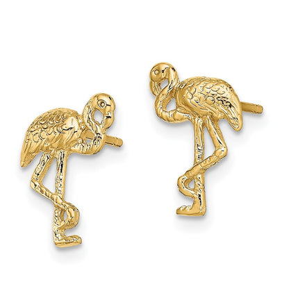 14k Yellow Gold Flamingo Earrings
