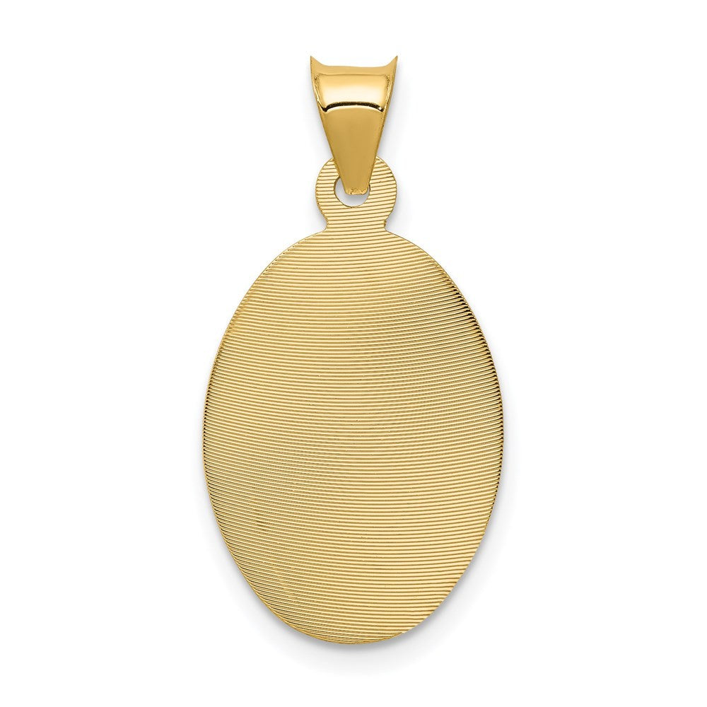 14k Yellow Gold w Rose and White Rhodium Diamond-Cut Corpus Oval Pendant