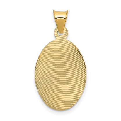 14k Yellow Gold w Rose and White Rhodium Diamond-Cut Corpus Oval Pendant