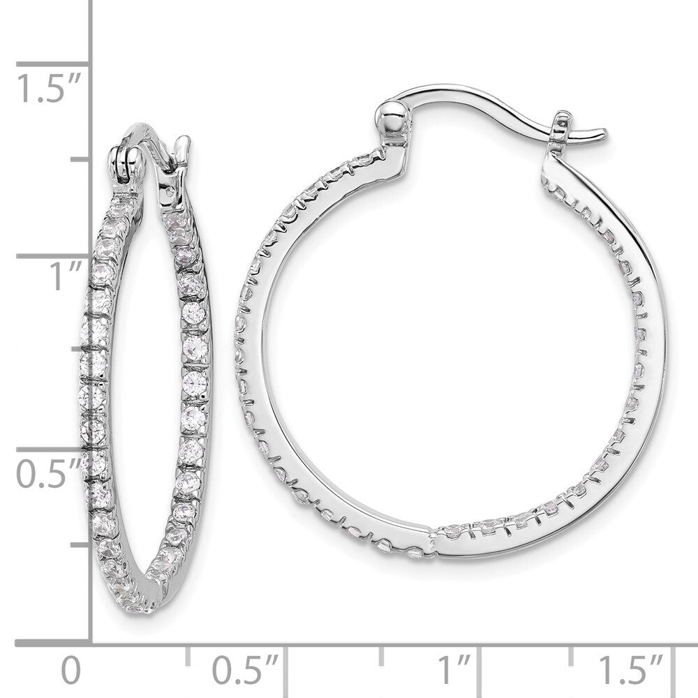 Sterling Silver Rhodium-plated Cubic Zirconia IN/OUT Hoop Earrings