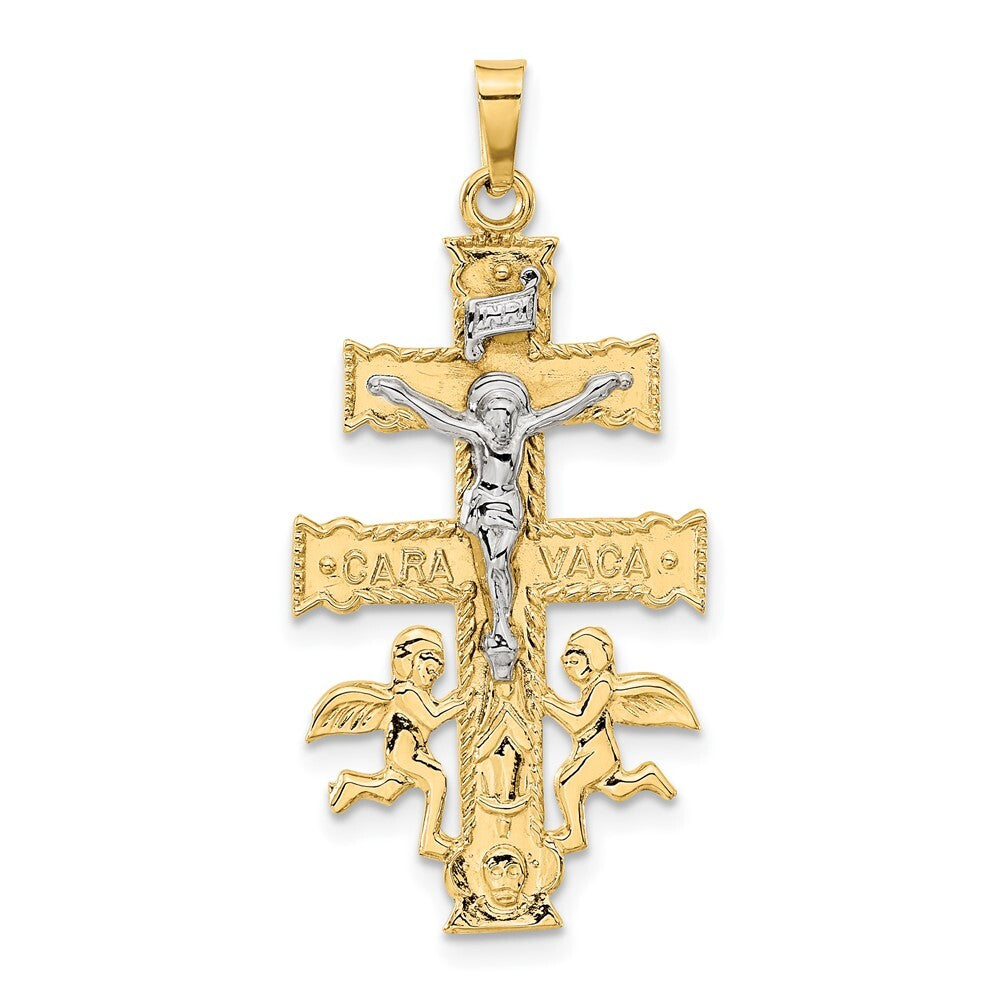 14k Two-tone Gold Cara Vaca Crucifix Pendant for Women
