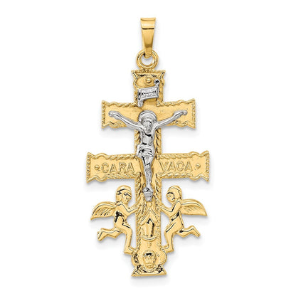14k Two-tone Gold Cara Vaca Crucifix Pendant for Women