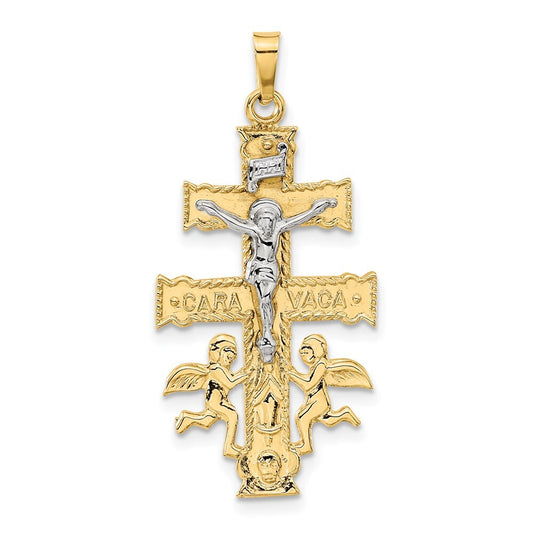 14k Two-tone Gold Cara Vaca Crucifix Pendant for Women