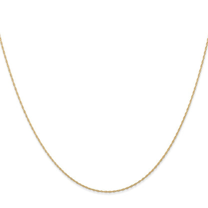14k Yellow Gold 18" Carded .5mm Cable Rope Chain Necklace