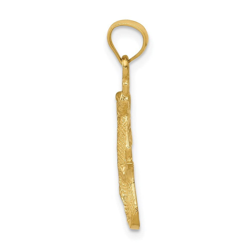 14k Yellow Gold Diamond-Cut Lizard Pendant for Women