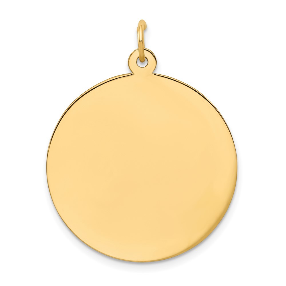 14k Yellow Gold Plain .018 Gauge Circular Engravable Disc Charm