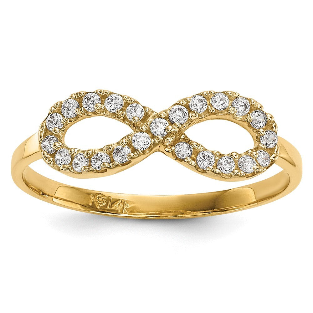 14K Yellow Gold CZ Infinity Symbol Ring Size 7