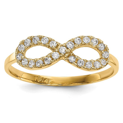 14K Yellow Gold CZ Infinity Symbol Ring Size 7