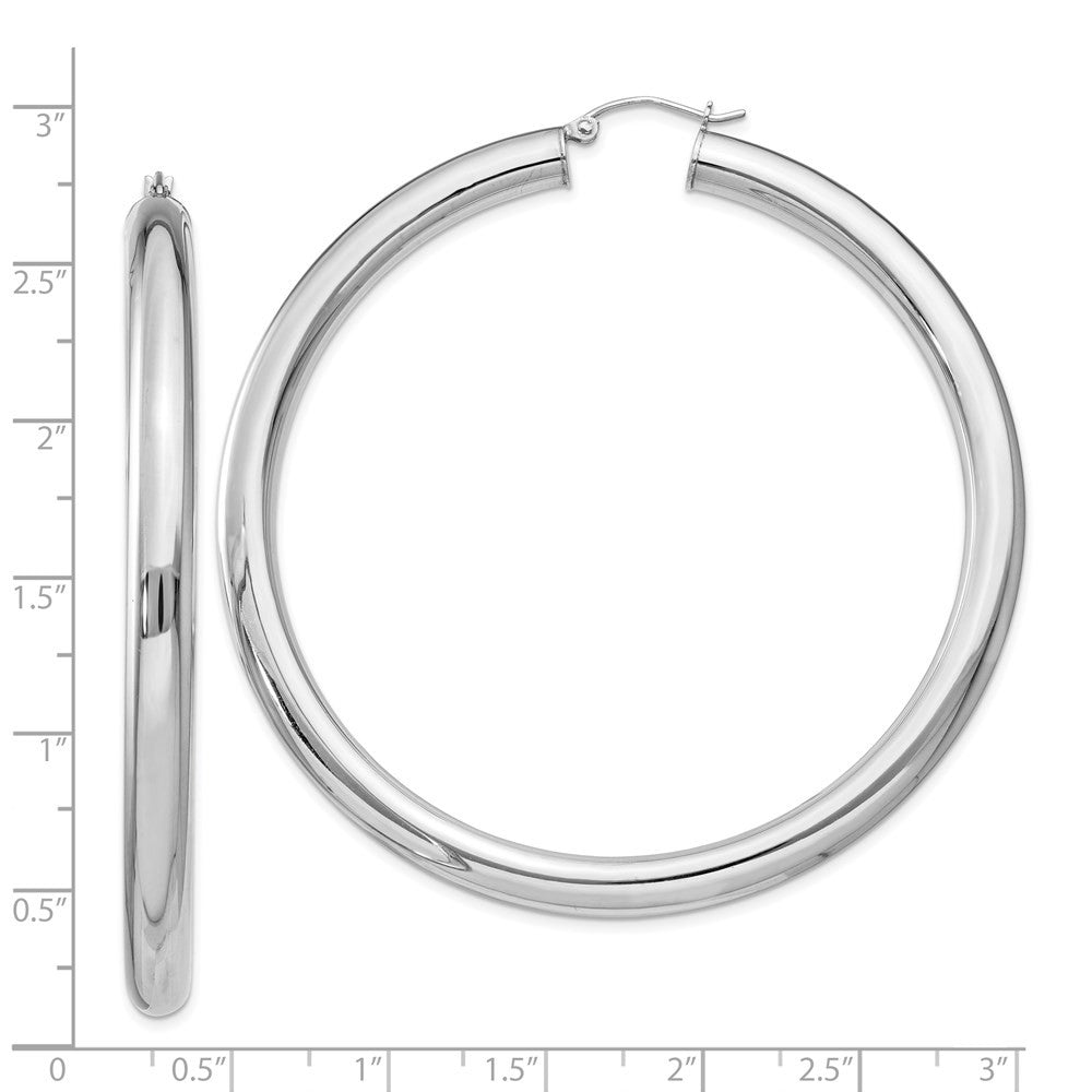 Sterling Silver Rhodium-plated 5mm Round Hoop Earrings