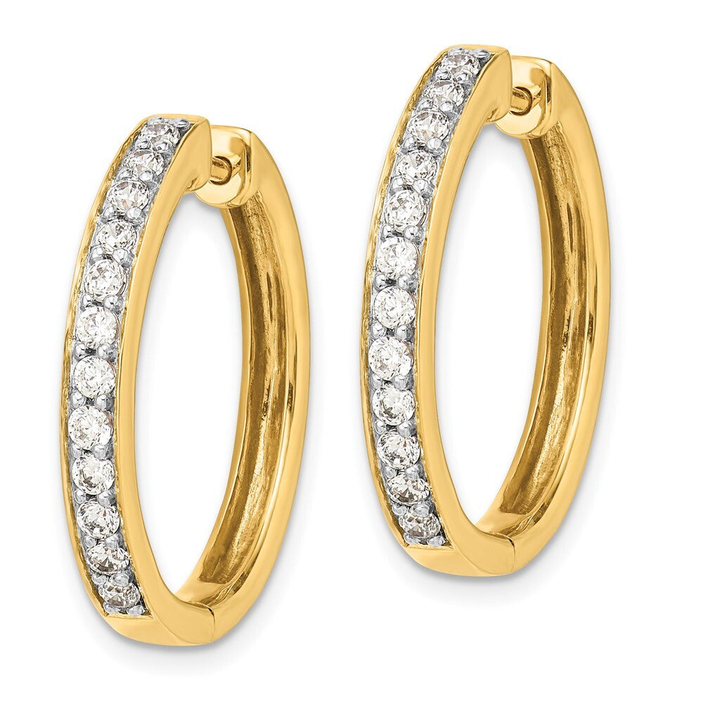 14k Yellow Gold Diamond Hinged Hoop Earrings