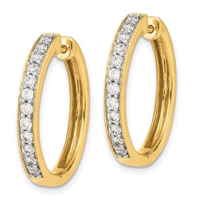 14k Yellow Gold Diamond Hinged Hoop Earrings