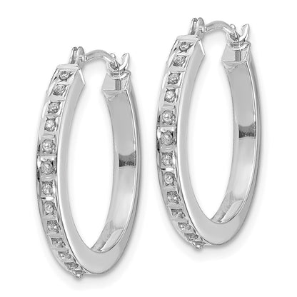 14k White Gold Diamond Fascination Round Hinged Hoop Earrings Gift for Women
