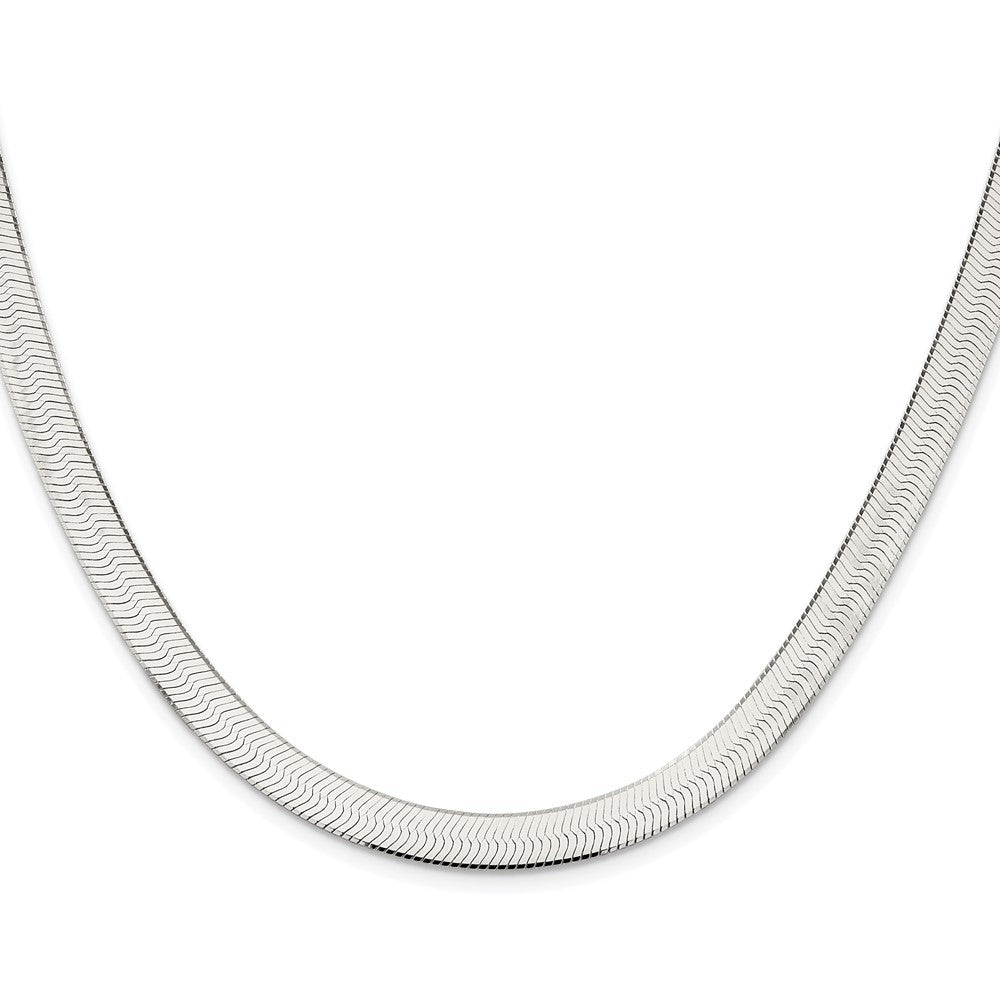 Sterling Silver Rhodium-plated 7.3mm Magic Herringbone Chain Necklace