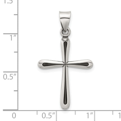 Sterling Silver Antiqued Solid Textured Cross Pendant