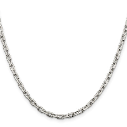 Sterling Silver 3.95mm Beveled Oval Cable Chain