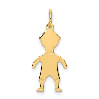 14k Yellow Gold .018 Depth Engravable Boy Charm Pendant for Women