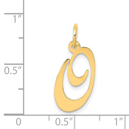 14k Yellow Gold Medium Fancy Script Letter O Initial Charm Pendant for Women