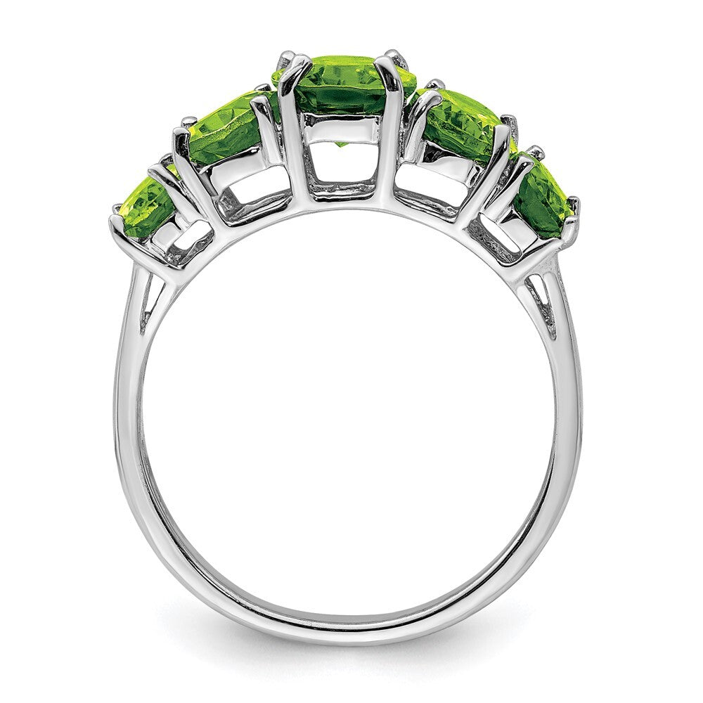 Sterling Silver Rhodium Peridot Ring Size 6