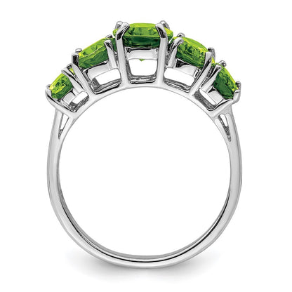 Sterling Silver Rhodium Peridot Ring Size 6