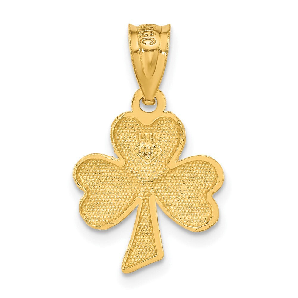 14k Yellow Gold Shamrock Charm Pendant for Women