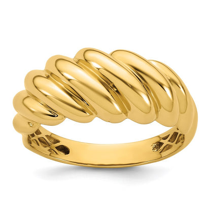 14K Yellow Gold Polished Twisted Domed Ring Size 7